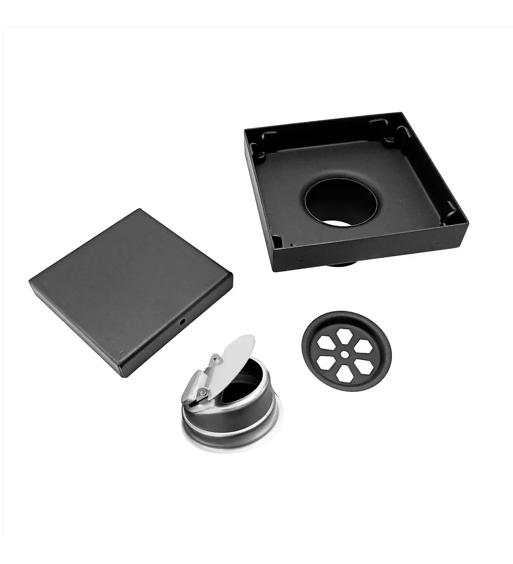 Rejilla Piso Invisible 10cm x 10cm Negro Mate - Aqua center