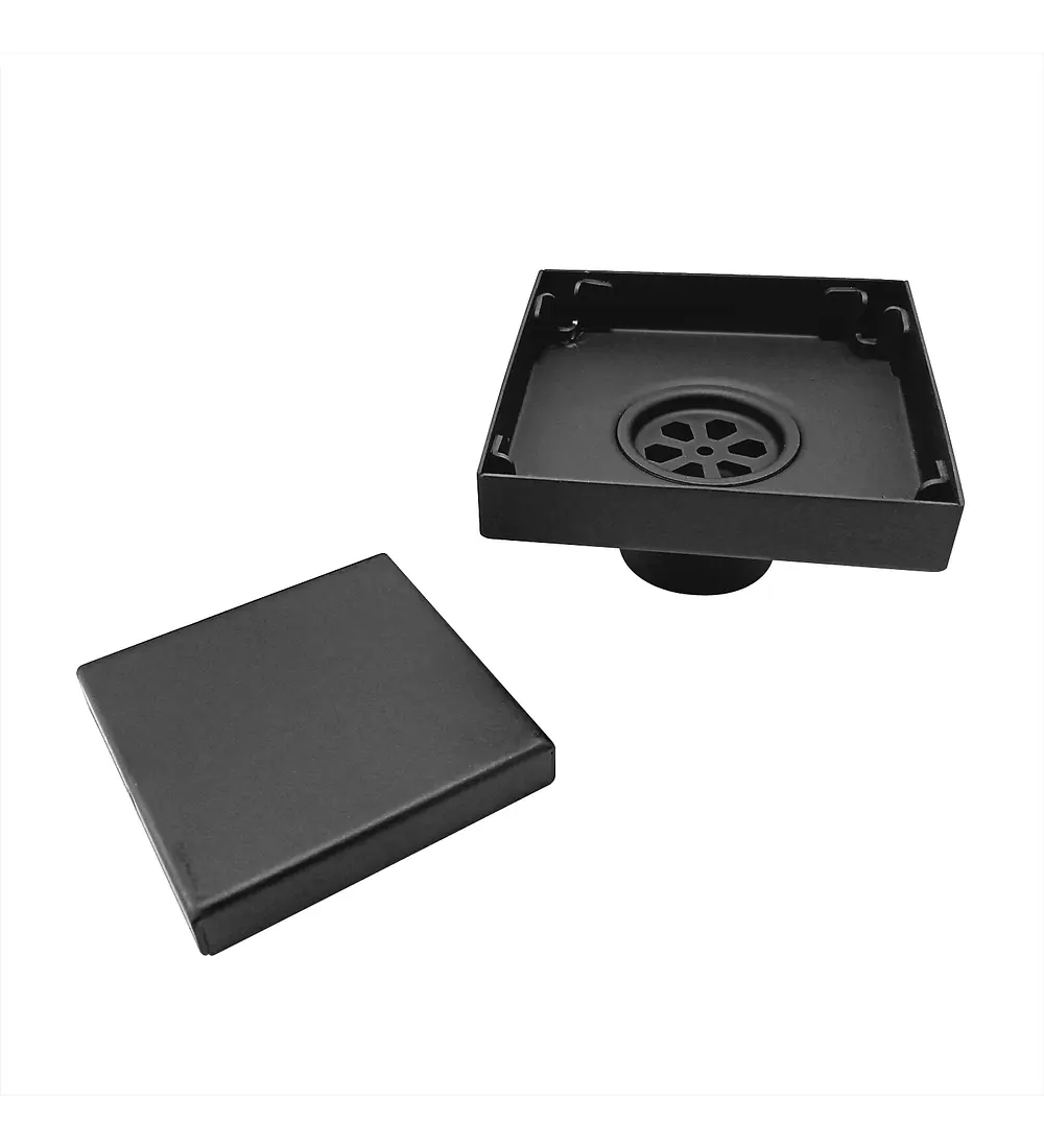 Rejilla Piso Invisible 10cm x 10cm Negro Mate - Aqua center