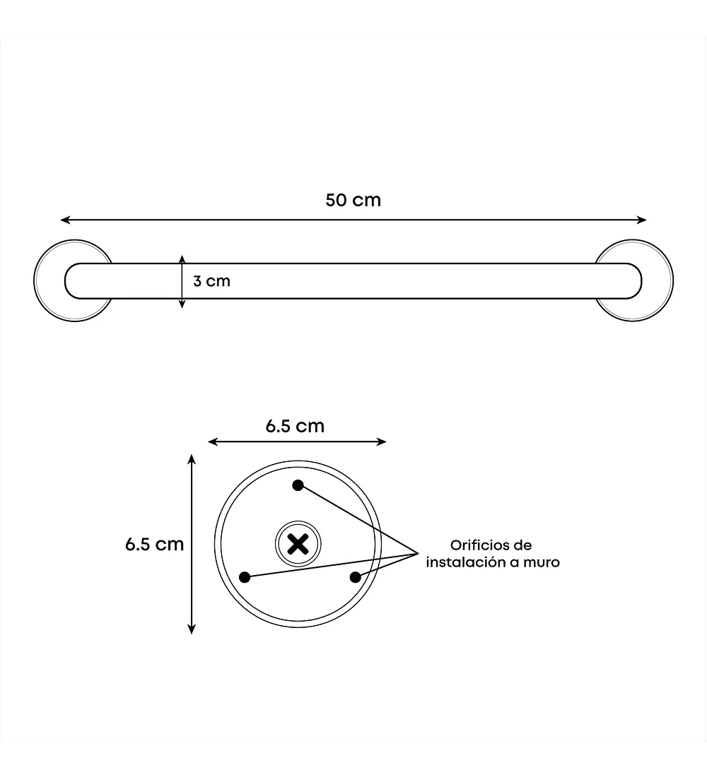 Barra De Seguridad Acero Inoxidable 50cm Satin - Aqua center
