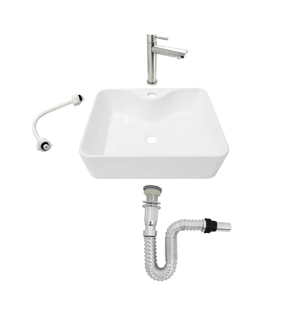 Combo Lavamanos + Grifería Agua Fría Y Accesorios