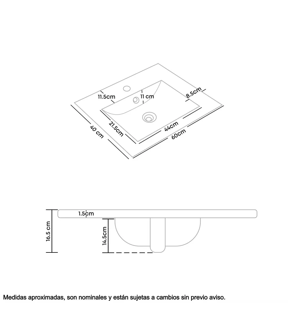 Lavamanos Blanco 60x40 submontar