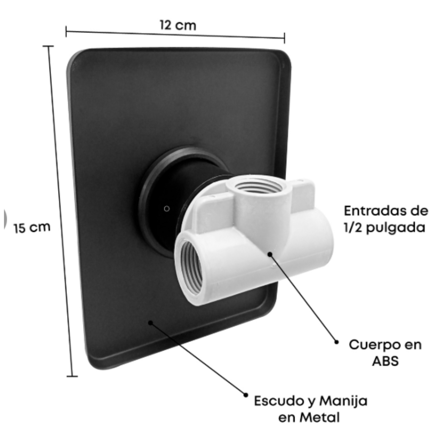 Monomando Mezclador Ducha Rectangular Negro Premium