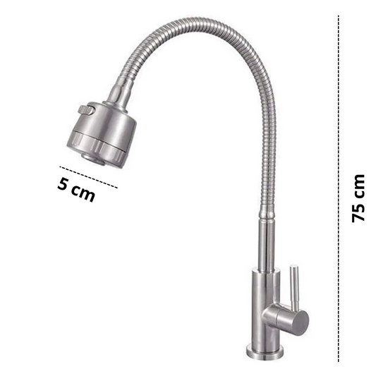 Grifería monocontrol Lavaplatos con Manguera Flexible – Acero Cepillado - Aqua center
