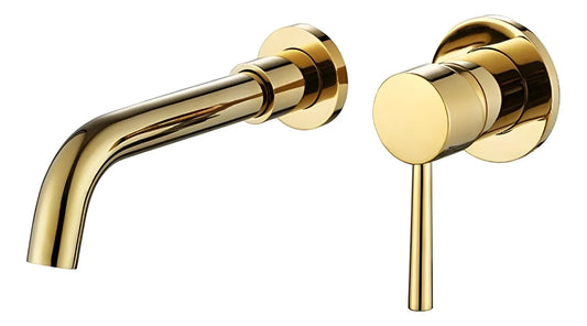 Grifería Monocontrol Lavamanos Pared Oro Vintage