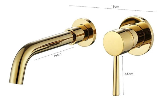 Grifería Monocontrol Lavamanos Pared Oro Vintage