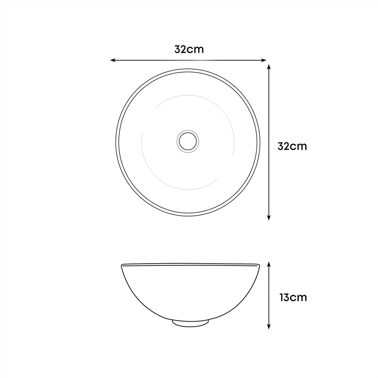 Lavamanos Sobreponer Redondo Ceramica Negro Mate 13x32cm