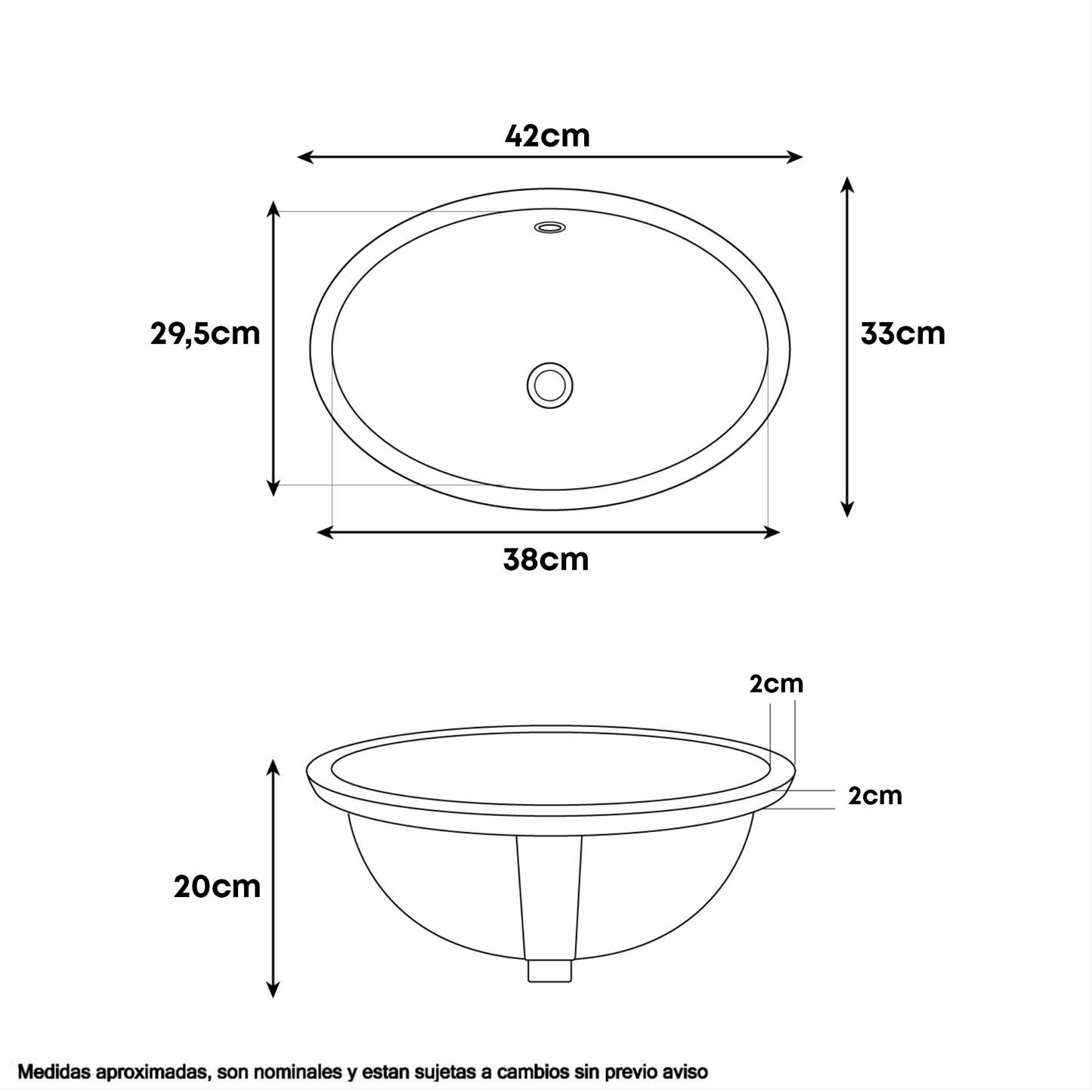 Lavamanos De Bajoponer Ovalado Blanco