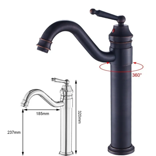 Grifería Monocontrol Alta Cascada Gris Gunmetal - Diseño Industrial para Lavamanos Bowl