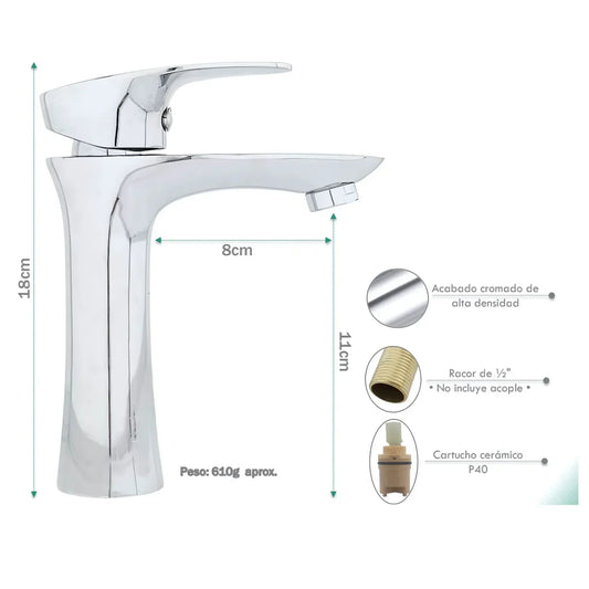 Llave Moderna Lavamanos Manija Lujo Metálico Antioxidante aqua - Aqua center
