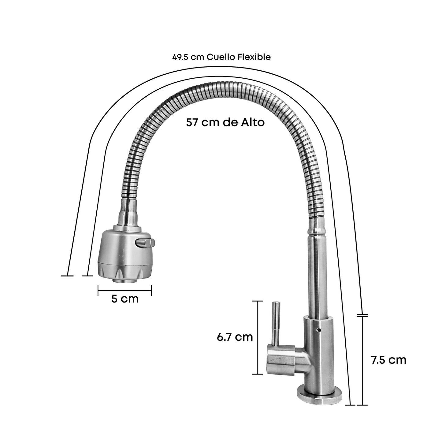 Griferia Lavaplatos Agua Fria Flexible Acero Inox 304