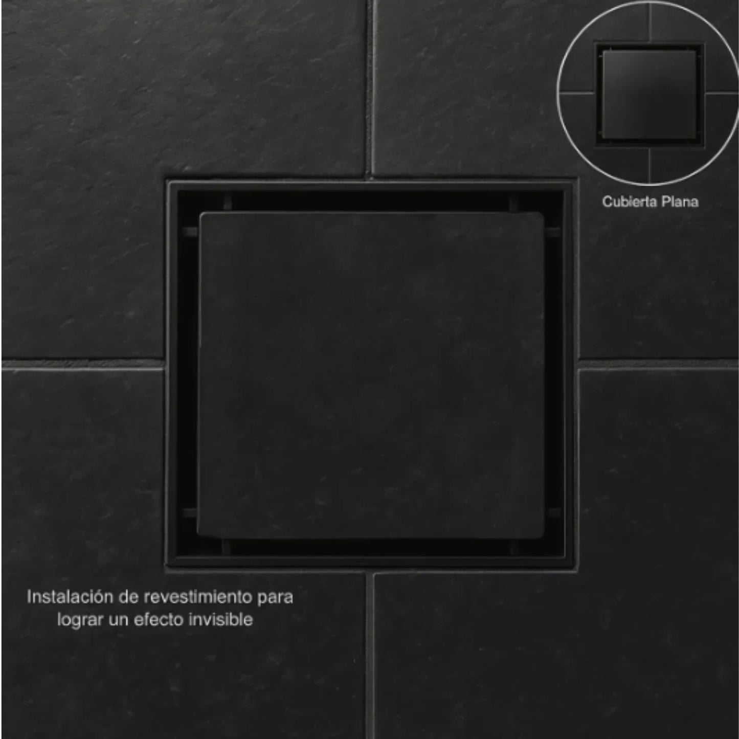 Desagüe al Piso Invisible 10x10 Negro – Elegancia que se Oculta - Aqua center