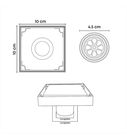 Rejilla Invisible 10x10 cm - Aqua center 
