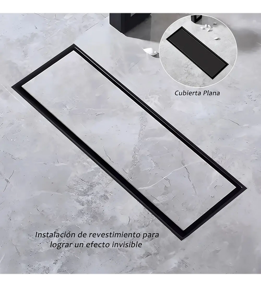 Rejilla Rectangular Invisible Sin Borde 20x10 Negro Mate - Aqua center 