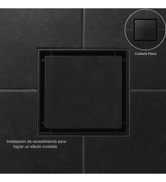 Rejilla Piso Invisible 10cm x 10cm Negro Mate - Aqua center 