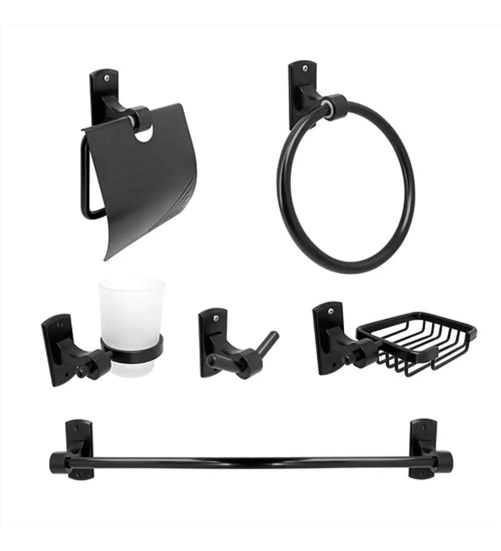 Accesorios X6 Para Baño Negro Mate - Aqua center 