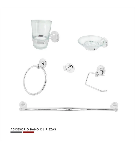 Set Accesorios Baño 6 Piezas Lunn - Aqua center 