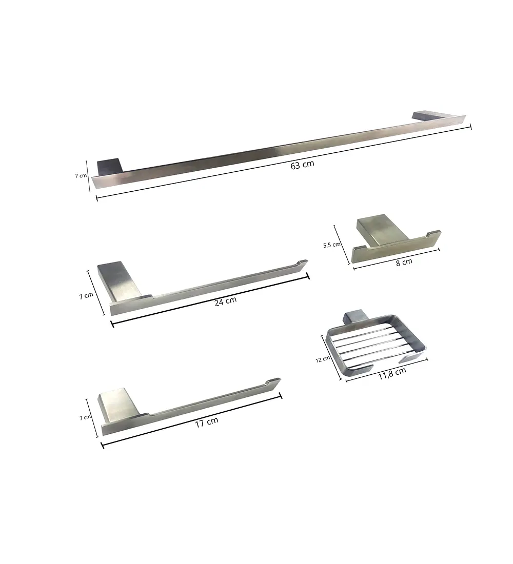 Accesorio 5 Piezas Satinado Acero Inox - Aqua center 