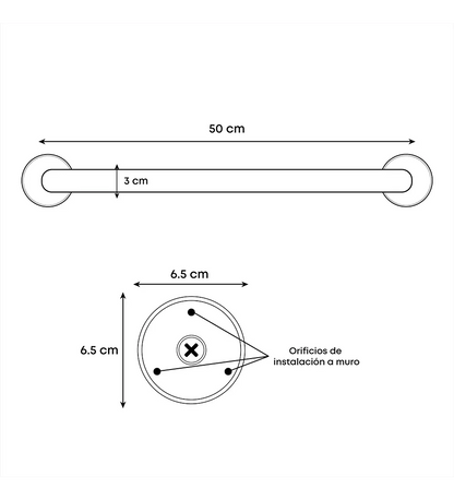 Barra De Seguridad Acero Inoxidable 50cm Satin - Aqua center 