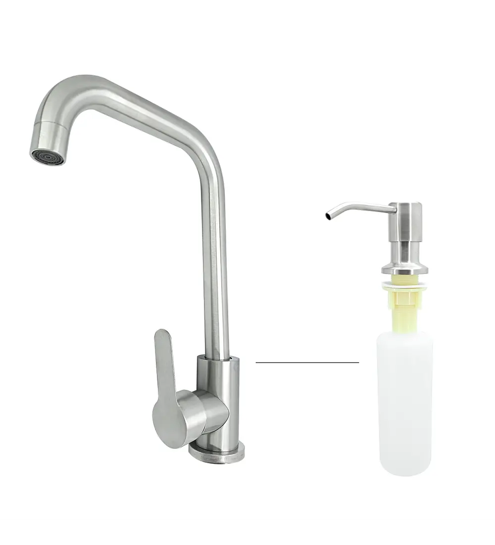 Combo Grifería Mezclador Cuello L + Dispensador Jabón