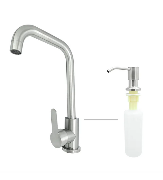Combo Grifería Mezclador Cuello L + Dispensador Jabón