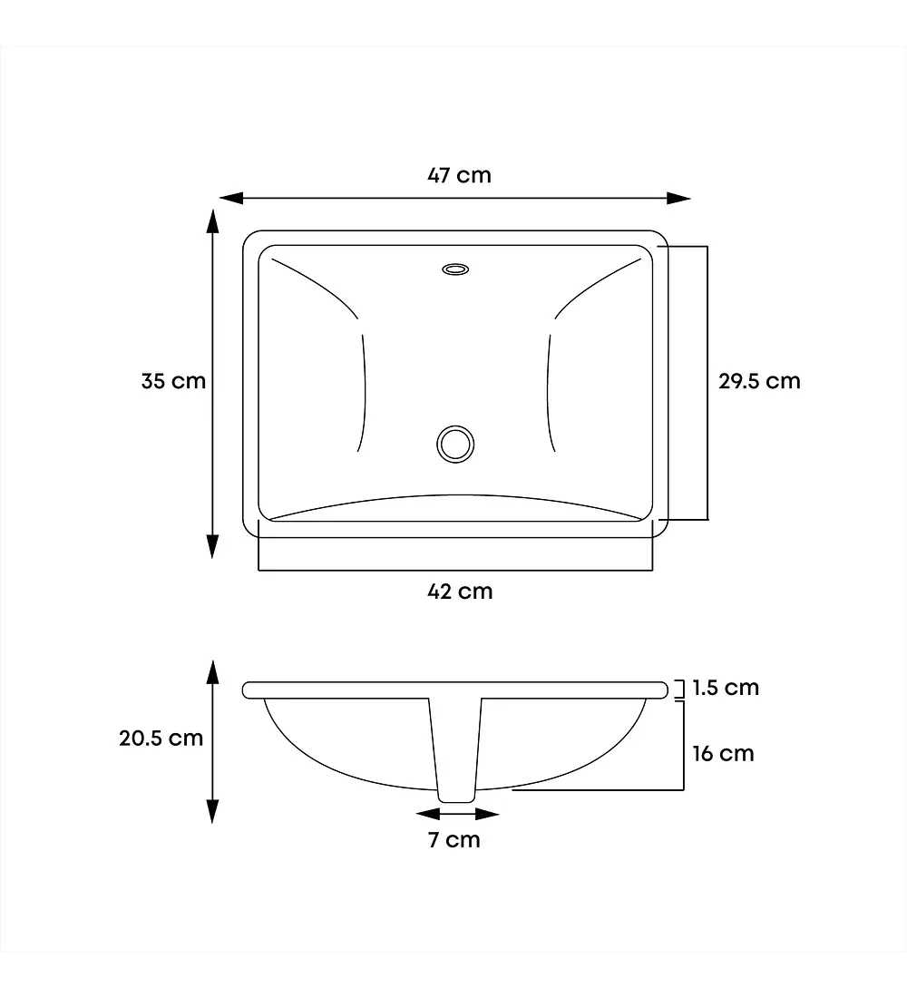 Lavamanos Bajo poner Rectangular