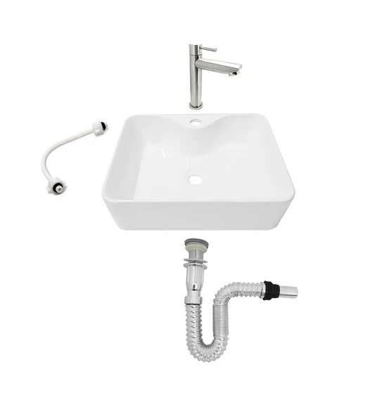 Combo Lavamanos + Grifería Agua Fría Y Accesorios