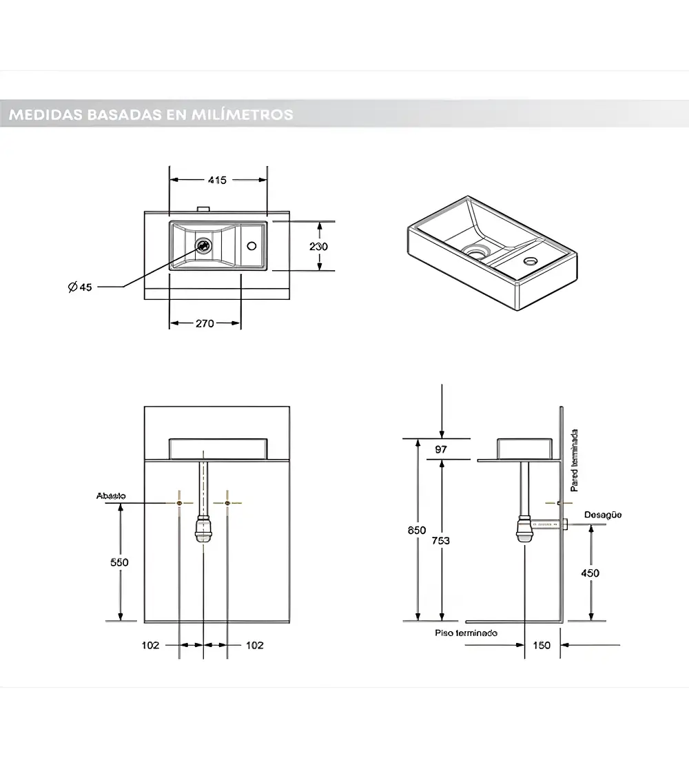 Combo Mueble Lavamanos + Lavamanos + Grifería + Sifón