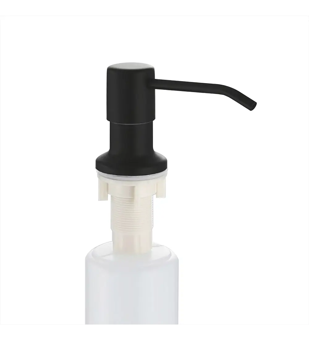 Dispensador Jabon Lavaplatos Ml Valvula Acero Negro Mate