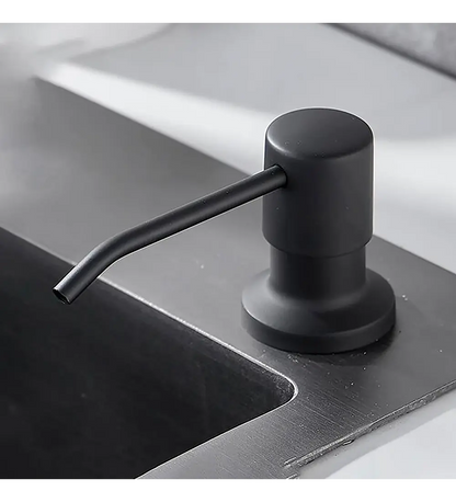 Dispensador Jabon Lavaplatos Ml Valvula Acero Negro Mate