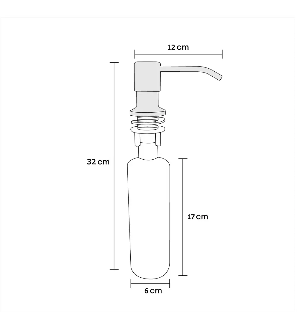 Dispensador Jabon Lavaplatos Ml Valvula Acero Negro Mate