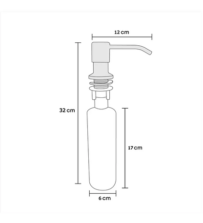 Dispensador Jabon Lavaplatos Ml Valvula Acero Negro Mate