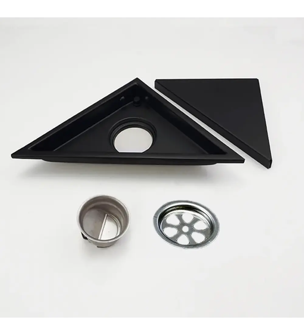 Rejilla Triangular Piso Invisible Acero Inox 304 Negra