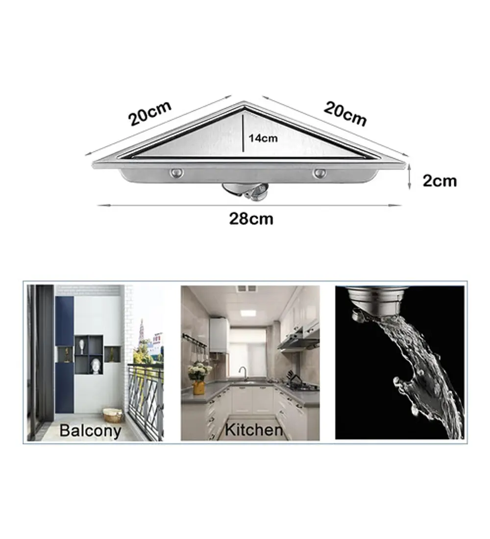 Rejilla Triangular Piso Invisible Acero Inox 304 Satinada