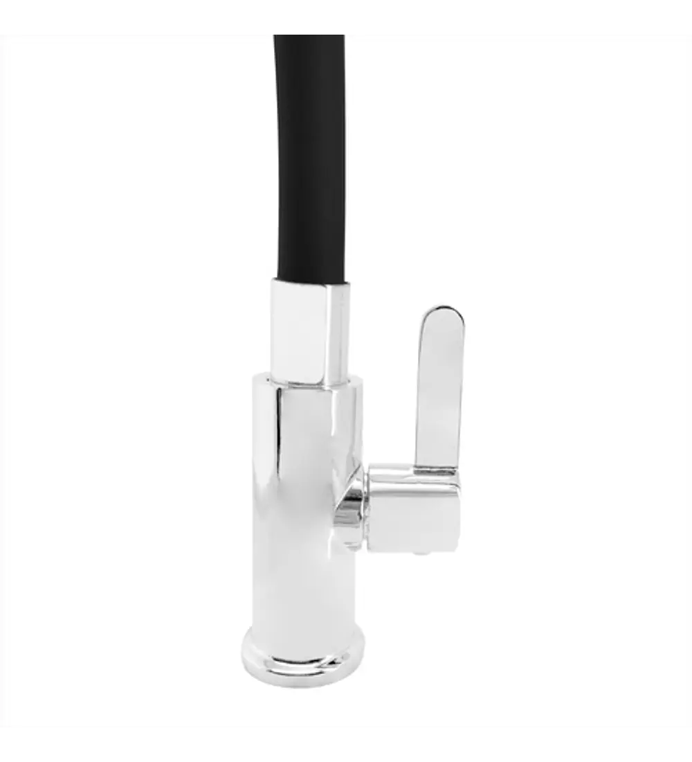 Griferia Lavaplatos Agua Fria Cuello Flexible Negro y plata - Aqua center 