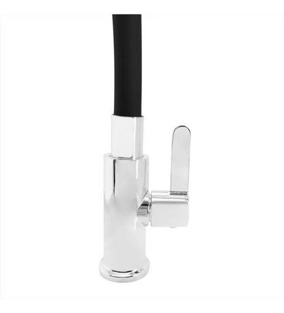 Griferia Lavaplatos Agua Fria Cuello Flexible Negro y plata - Aqua center 