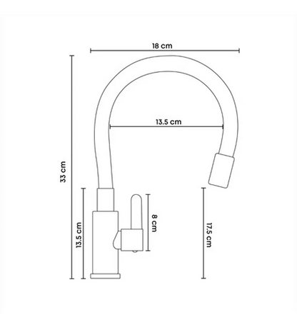 Griferia Lavaplatos Agua Fria Cuello Flexible Negro y plata - Aqua center 
