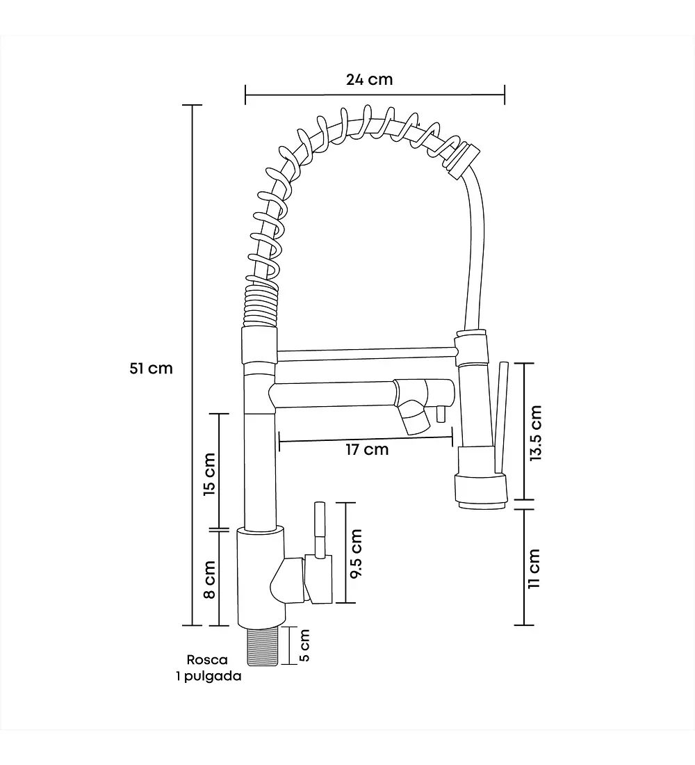 Griferia Lavaplatos Profesional Cuello Flexible Negro Acabado Brillante - Aqua center 