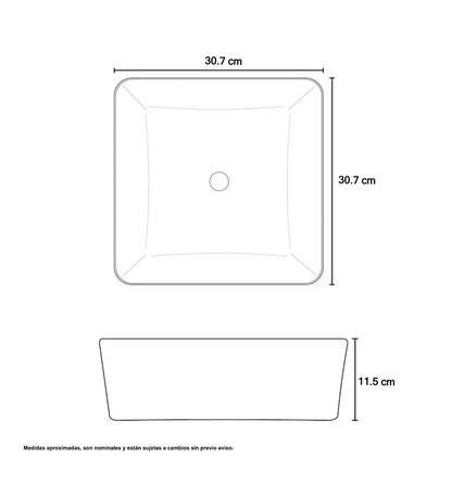 Lavamanos Cerámica Sobreponer Cuadrado Blanco 31x31