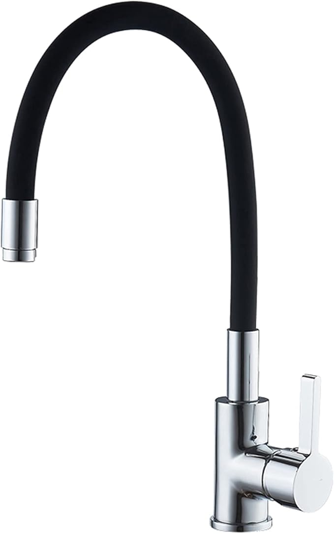 Griferia lavaplatos cuello flexible negro