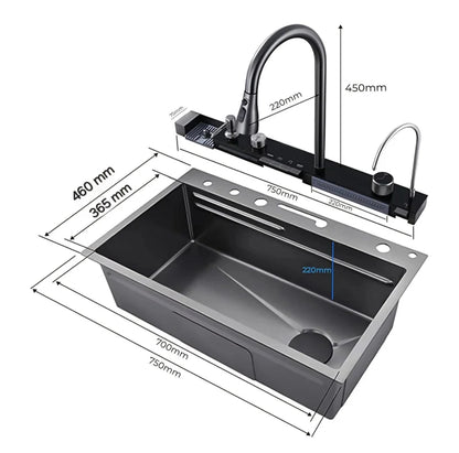 Lavaplatos Doble Negro Acero Inoxidable Premium 75x45 cm