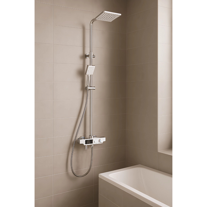 Set Columna Ducha electrónica Cromada Con Tele Ducha Integrada