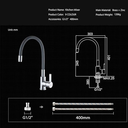 Griferia lavaplatos cuello flexible negro