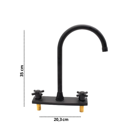 Grifo Mezclador lavaplatos Negro Mate – Doble Manija Tipo Cruz - Aqua center 