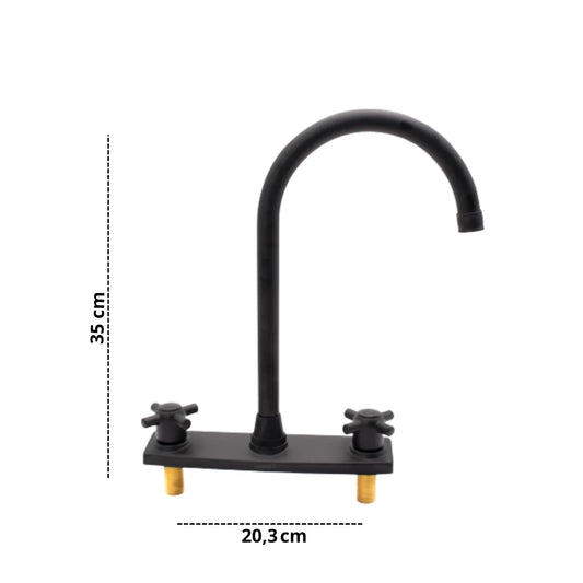 Grifo Mezclador lavaplatos Negro Mate – Doble Manija Tipo Cruz - Aqua center 