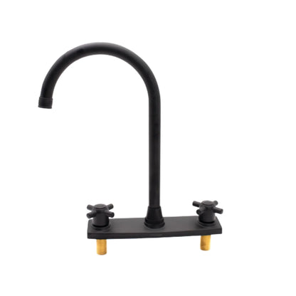 Grifo Mezclador lavaplatos Negro Mate – Doble Manija Tipo Cruz - Aqua center 