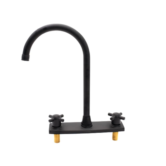 Grifo Mezclador lavaplatos Negro Mate – Doble Manija Tipo Cruz - Aqua center 