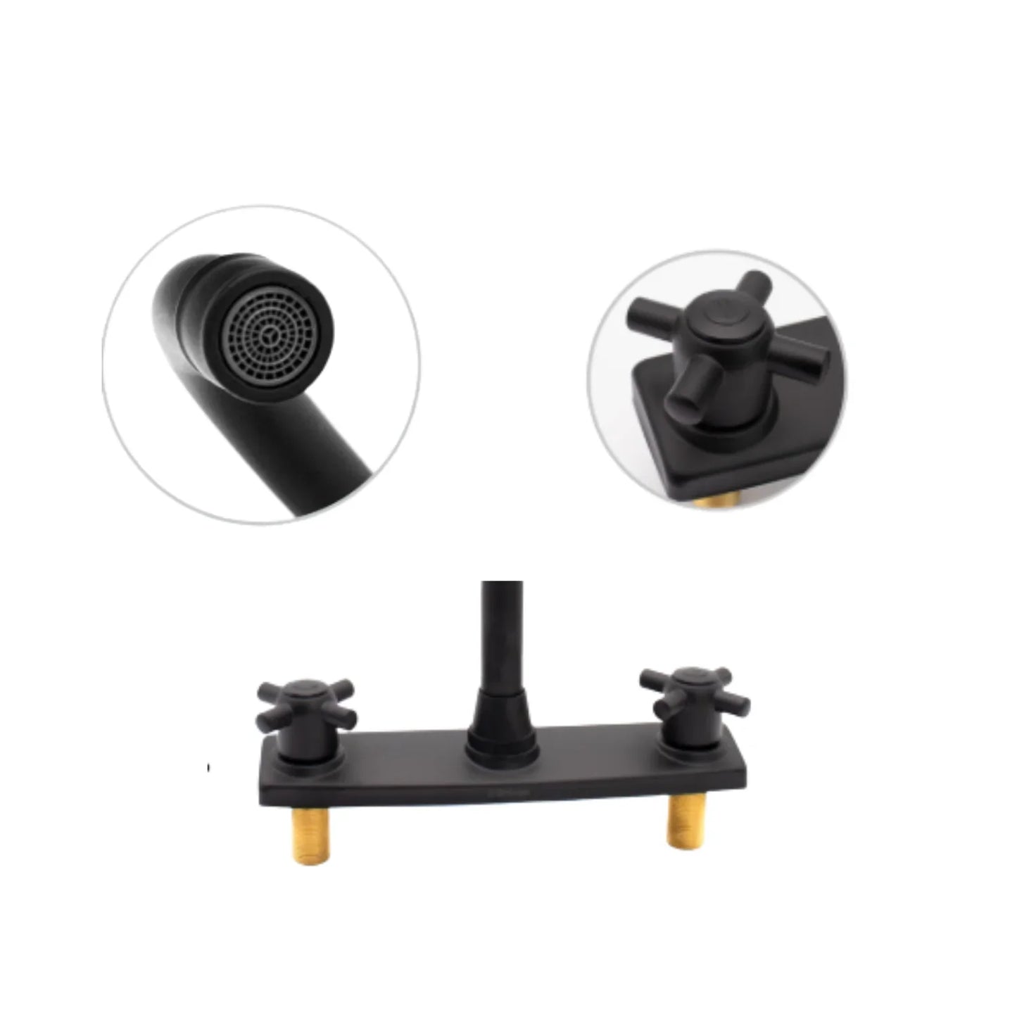 Grifo Mezclador lavaplatos Negro Mate – Doble Manija Tipo Cruz - Aqua center 