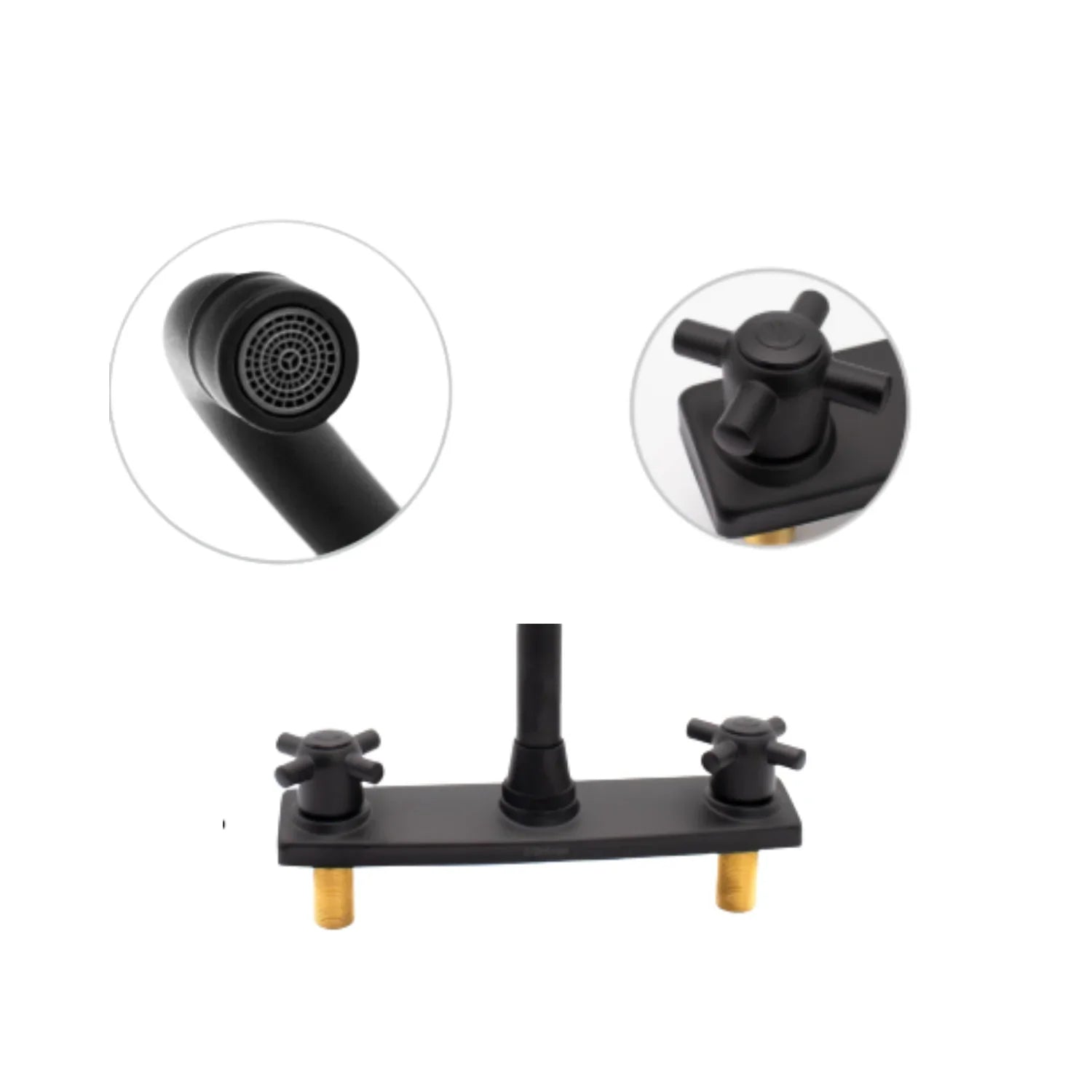 Grifo Mezclador lavaplatos Negro Mate – Doble Manija Tipo Cruz - Aqua center 