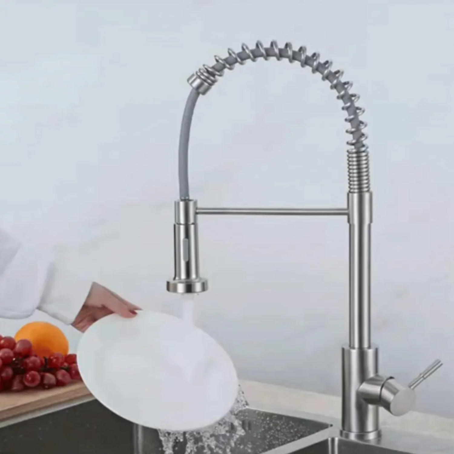 Grifo de Cocina Tipo Industrial con Ducha Flexible – Acero Inoxidable | Alto Rendimiento Profesional - Aqua center 