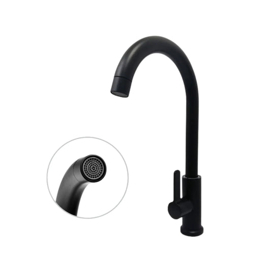 Grifería monocontrol lavaplatos Cuello Alto – Negro Mate - Aqua center 